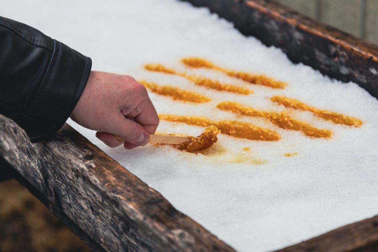Tire sur la neige, Érablière Chez Lahaie, en Mauricie
